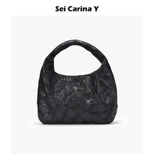 Sei 復(fù)古單肩斜挎腋下軟包 Y大容量褶皺手提包女手拎包新款 Carina