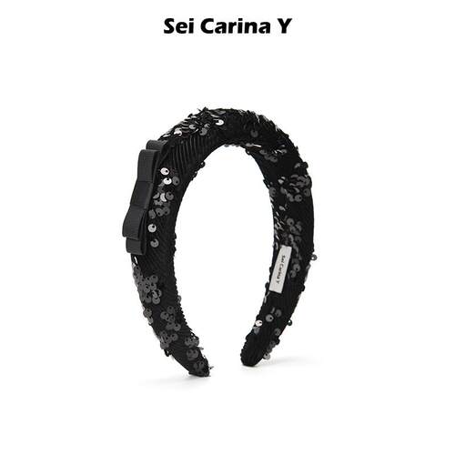 Sei Carina Y丝绒珠片蝴蝶结发箍外出小众精美头饰女新款头箍