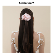 Carina Y串珠花边装 饰真丝大肠发圈女新款 Sei 原创花朵装 饰发饰