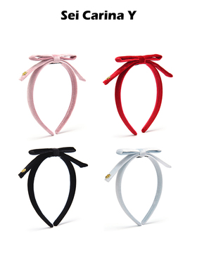 Sei Carina Y中号丝绒单层蝴蝶结发箍女甜美百搭圣诞秋冬不勒头