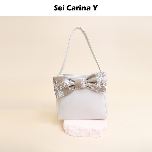 SeiCarinaY蕾丝蝴蝶结皮质包