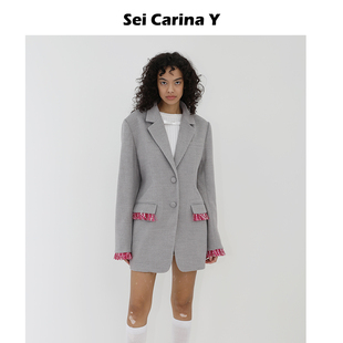 外套女新款 Sei 饰单排扣西装 Y流苏装 秋冬休闲高级感上衣 Carina