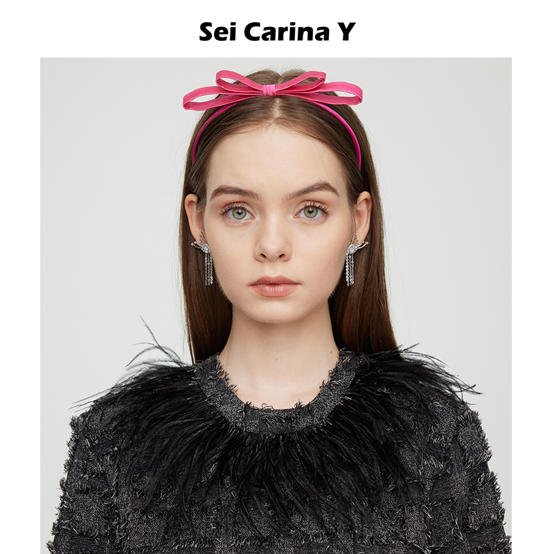 SCY绸缎款双层蝴蝶结细发箍