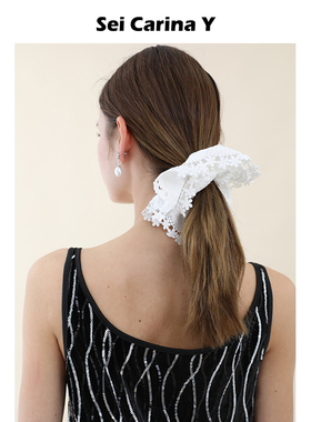 Sei Carina Y花朵刺绣流苏发圈女公主风大肠圈头绳发饰百搭甜美