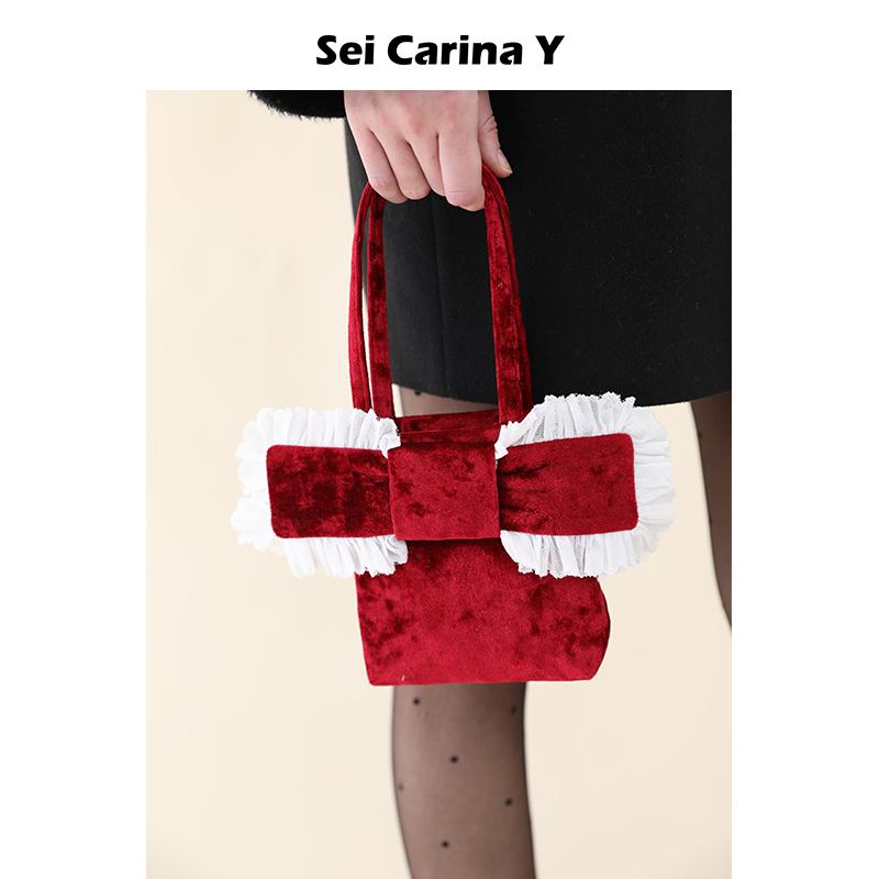 Sei Carina Y“圣诞”限定色蕾丝边公主包女新款小众设计感手拎包