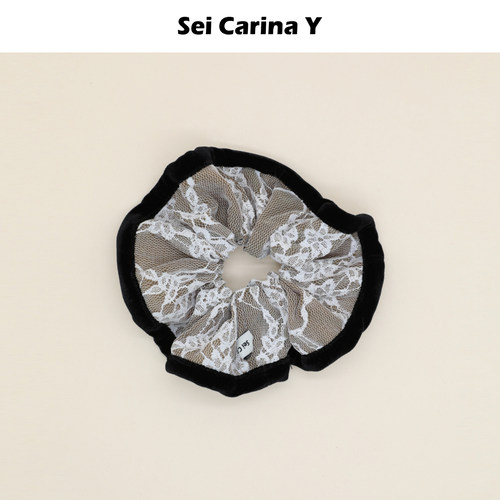 SeiCarinaY丝绒包边蕾丝发圈