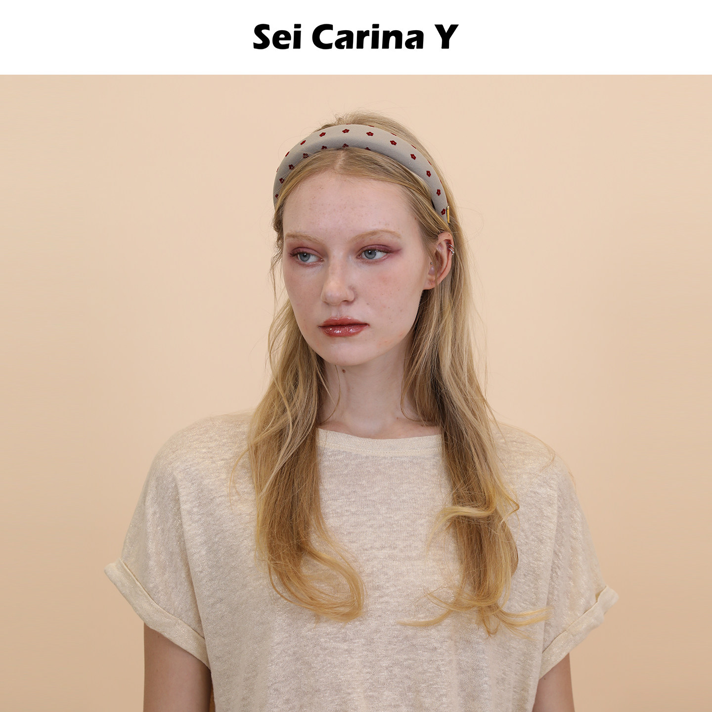 Sei Carina Y复古植绒小花海绵发箍高颅顶不勒头发饰甜美百搭日常
