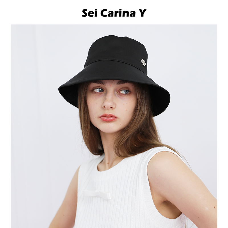 SeiCarinaY小花钻扣缎面渔夫帽