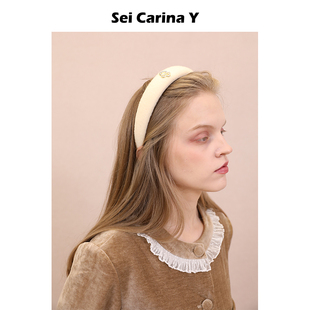 Sei Carina Y鹅黄花朵logo发箍女不勒头高颅顶发饰头饰秋冬新款