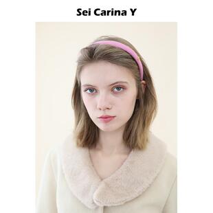 Sei Carina Y花朵logo毛呢细发箍不勒头高级质感法式少女百搭原创