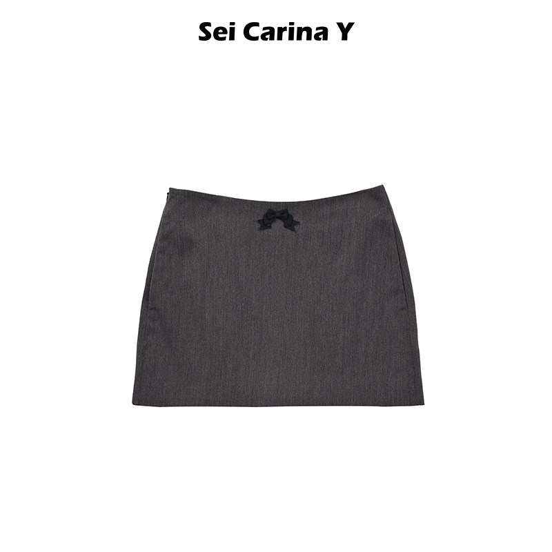 Sei Carina Y蝴蝶结装饰西装短裙女修身夏季新款简约商务风包臀裙