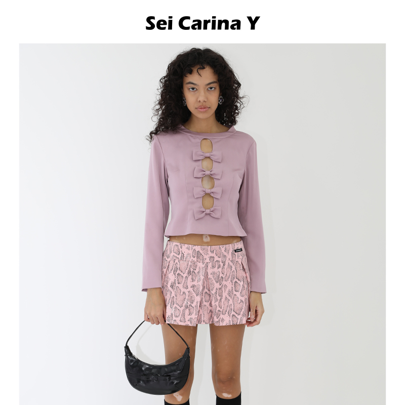 SeiCarinaYA字蛇纹褶皱半裙