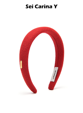 Sei Carina Y毛呢金色logo基础发箍女高颅顶红色秋冬圣诞新年款