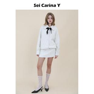 百搭2025新款 Sei 外套百搭半裙女时尚 Carina Y蝴蝶结丝带夹克套装