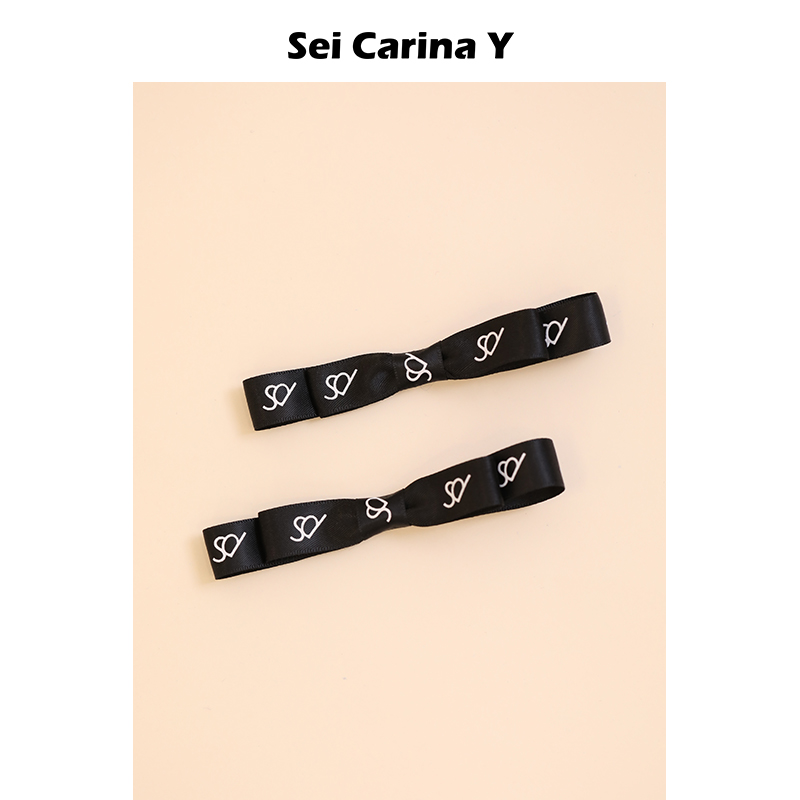 Sei Carina Y logo丝带蝴蝶结发夹女侧边夹发饰甜美刘海夹新款