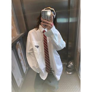 美式 新品 多巴胺复古领带长袖 25秋季 学院休闲宽松 衬衫 阿荒与阿卤