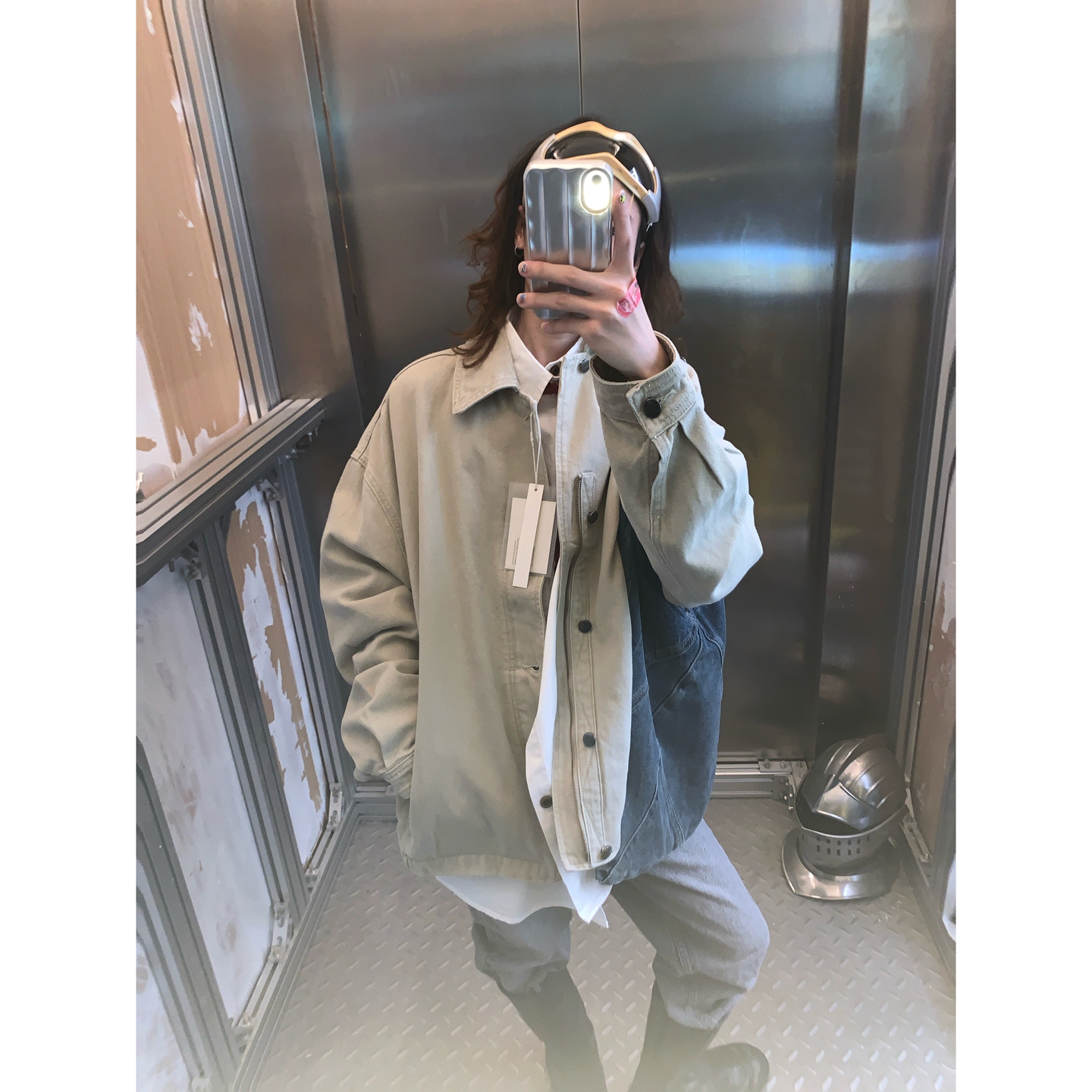 阿荒与阿卤*美式复古水洗做旧休闲工装外套vintage上衣潮牛仔夹克