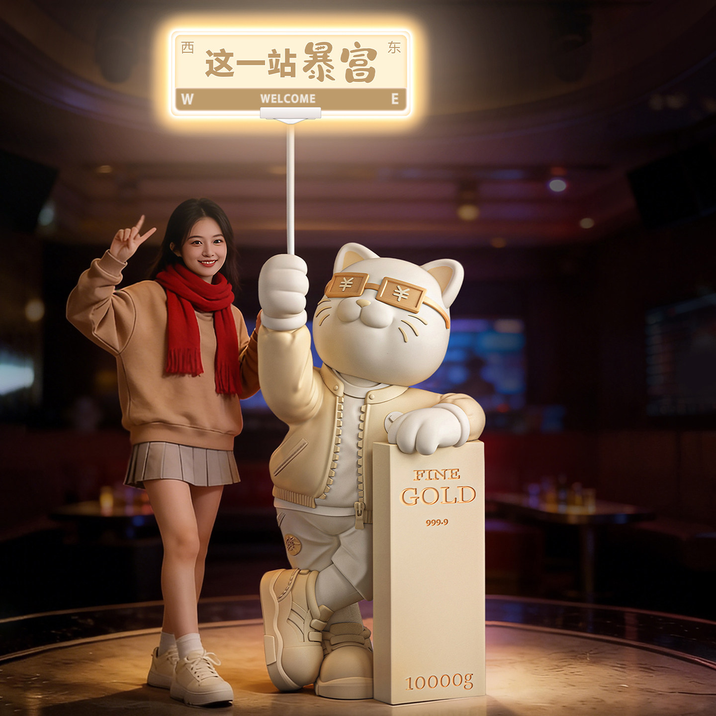 网红招财猫摆件公司新店开业装饰品大型前台开业大吉落地创意礼品