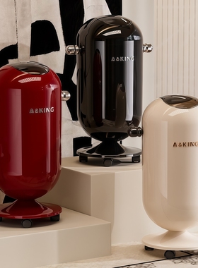 卧室轻奢摇盖式垃圾桶家用客厅可移动带轮高脚立式小号复古带盖桶