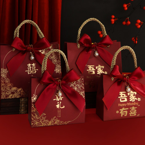 中国风结婚喜糖盒手提回礼糖盒
