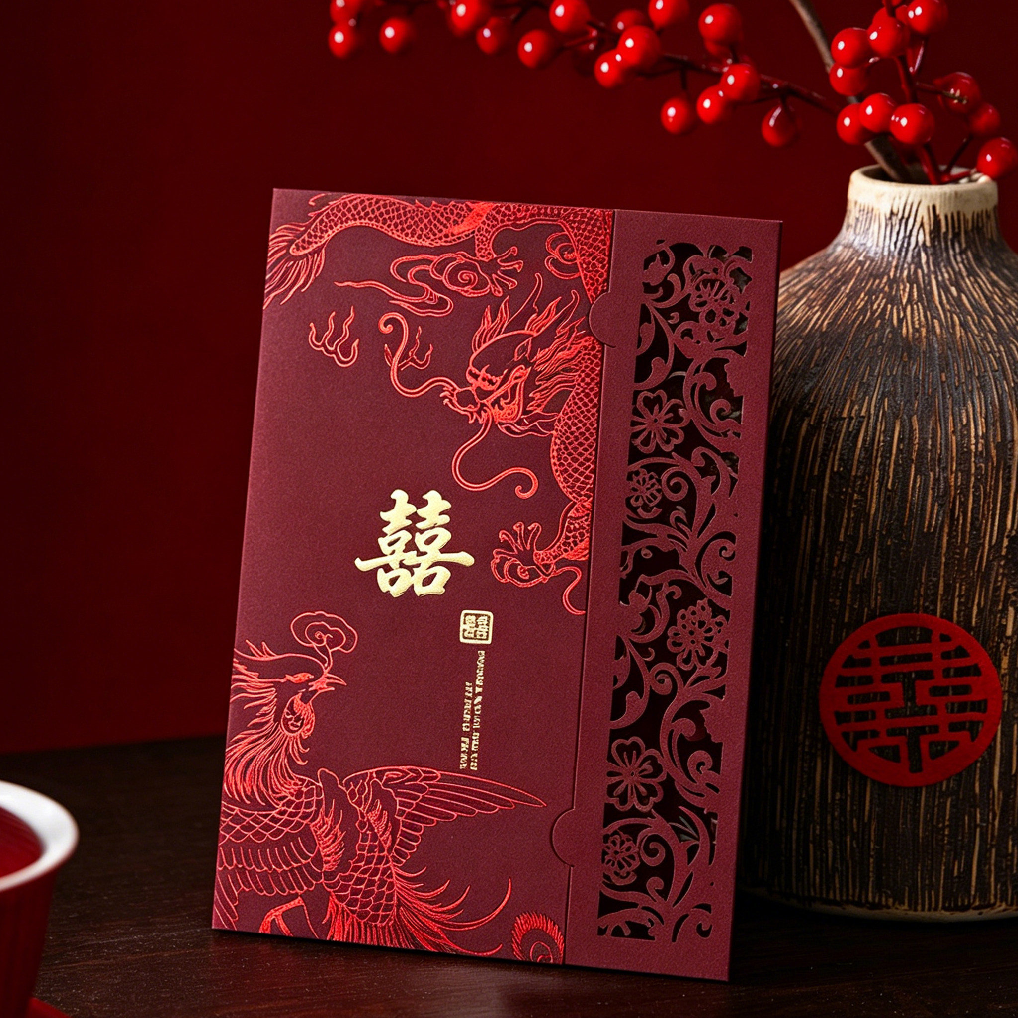 2026新款中式简约婚礼请帖定制图片