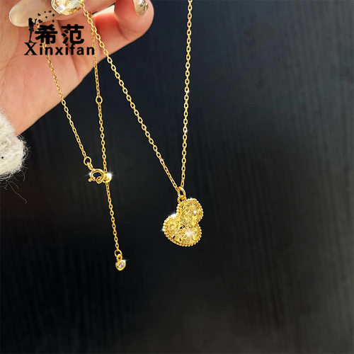 s925纯银龙鳞片爆闪碎冰冰葫芦项链女黄金轻奢风个性气质king