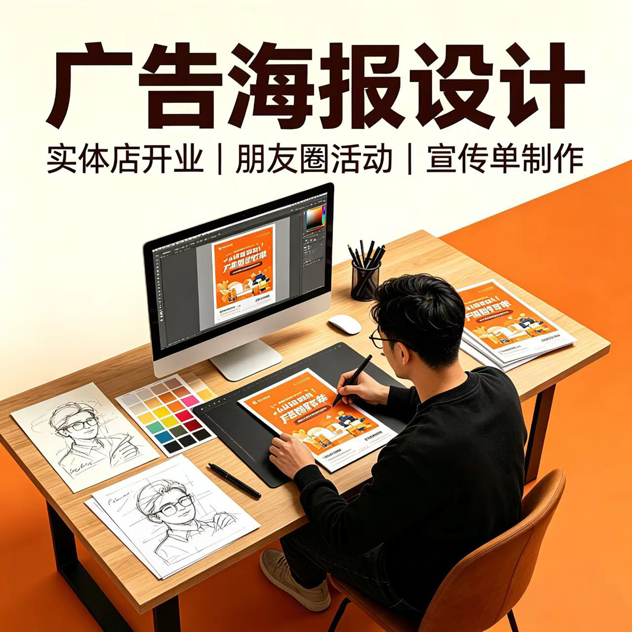 实体店开业海报宣传单加急设计