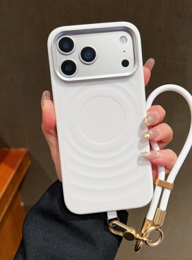【新款白色波漾】适用苹果17手机壳磁吸硅胶iPhone16Promax带挂绳外壳17pro女全包专用保护套系列pm高端软壳