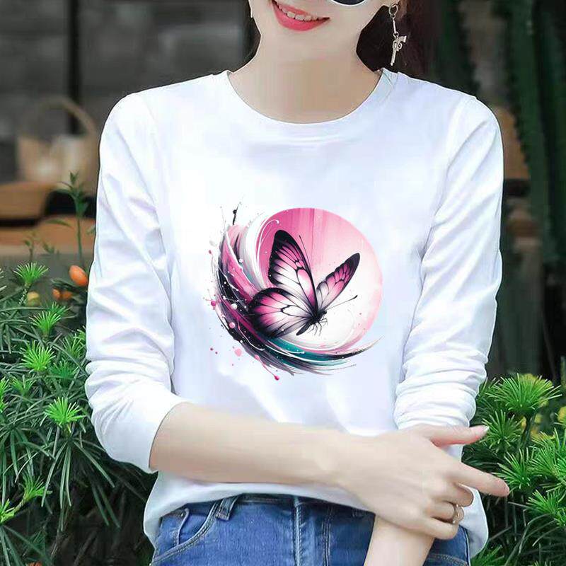 卡通可爱新款印花休闲通勤洋气女秋冬春季网红爆款圆领ins长袖T恤