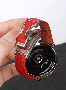 适用华为gt5表带手表gt4女款watchgt5腕表watch4新款pro智能gt3女士gt2女4真皮3红色gt高级感磁吸41mm皮质款