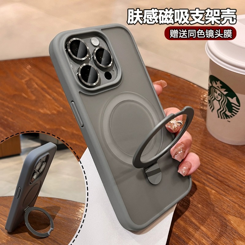 360支点壳适用iPhone16promax手机壳苹果14pro新款透明自带支架的15镜头全包防摔13磁吸plus手机套女软边硬壳