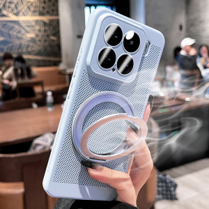 适用小米15pro手机壳小米14款360磁吸支架13ultra超薄12保护套11防摔全包散热黑色MagSafe男女款夏季透气硬壳