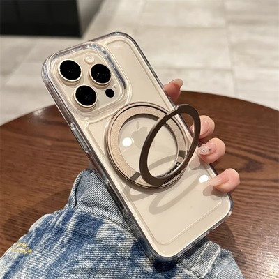 适用苹果15promax手机壳iphone15新款磁吸支架16pro超薄保护套14pm防摔plus全包13透明高级感MagSafe软边硬壳