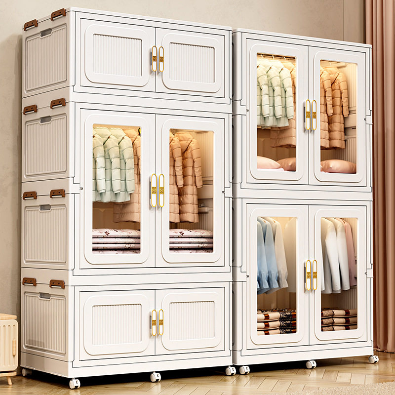 免安装收纳柜90-110加宽成人衣柜巨能装收纳箱家用儿童衣柜储物柜