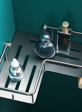 枪灰色黄铜实心三角篮置物架酒店卫生间浴室厨房壁挂置物架打孔