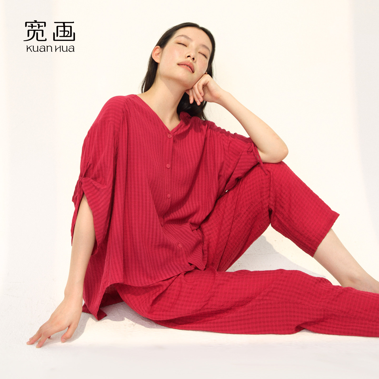 宽画云逸清风中式条纹裸感睡眠莱赛尔天丝柔软不贴肤女家居服套装,女士内衣/男士内衣/家居服,睡衣/家居服套装,淘宝优惠券,粉丝福利购,淘宝优惠卷