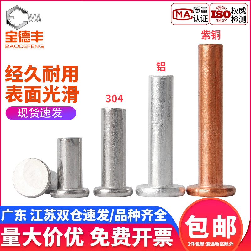 304不銹鋼平頭實心鉚釘紫銅鋁釘