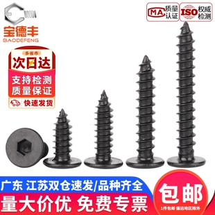 黑色304不锈钢自攻螺丝钉CA平头内六角自攻木螺钉M2M3M4M5M6M8