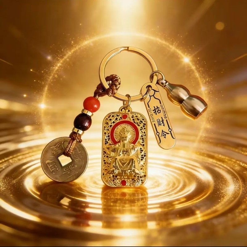 【普陀福缘】马年新款双面雕刻五爷赐福牌富贵临门吉祥护佑钥匙扣,节庆用品/礼品,钥匙扣,淘宝优惠券,粉丝福利购,淘宝优惠卷