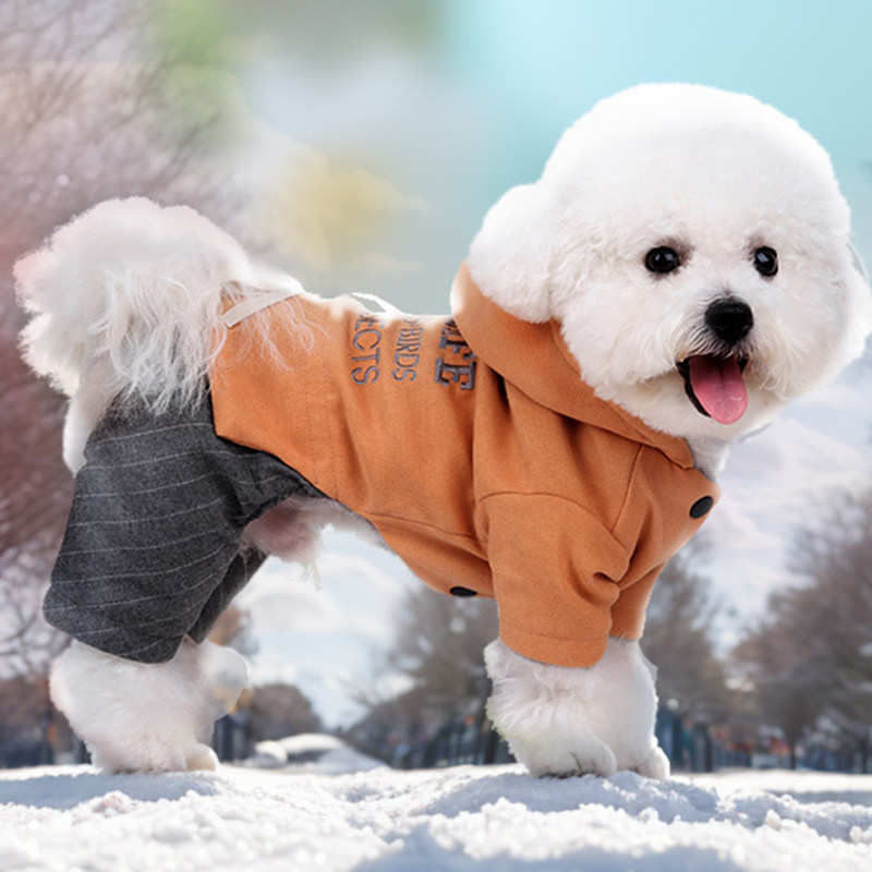 2025新款狗衣服四脚冬季加绒棉衣小型犬泰迪比熊雪纳瑞秋冬可牵引