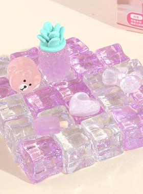 冰块diy手机支架 清凉一夏DlY仿真透明冰块手机支架制作配件玩具