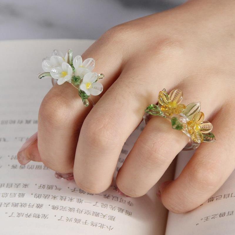 创意情侣淄博琉璃戒指艺品装饰道具氛围设计新款配饰精致旋转礼品