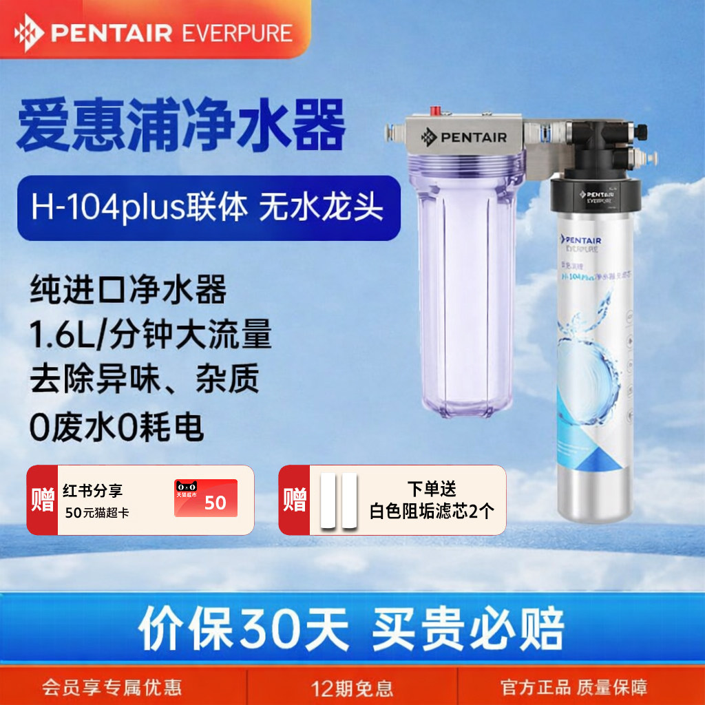 美国爱惠浦净水器家用直饮厨房自来水过滤器前置超滤机商用净化器