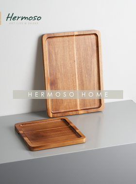 HERMOSO 木质托盘实木餐盘托盘水杯家用放茶杯点心甜品盘餐厅日式