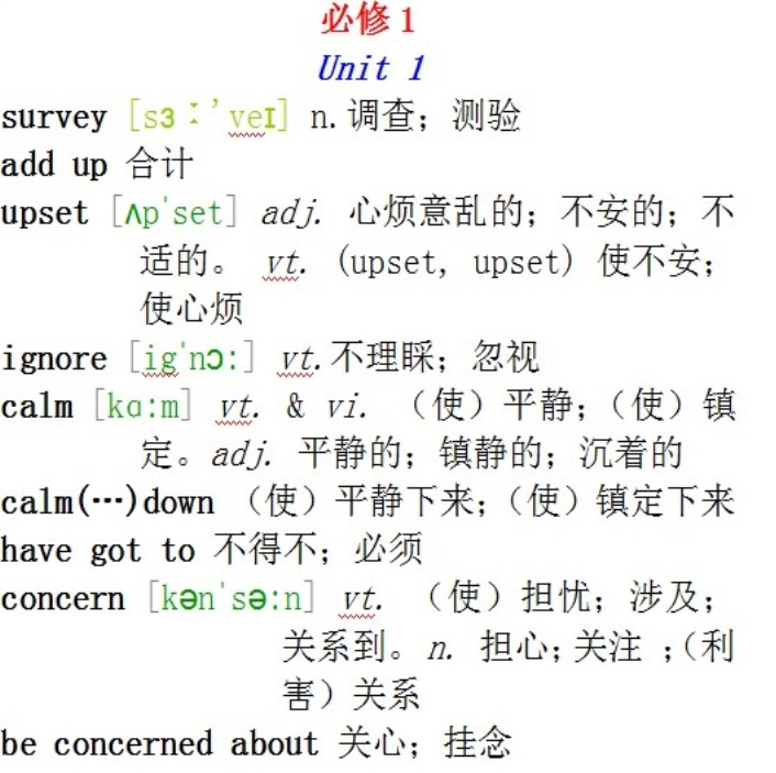 人教版高中英语单词表默写表单元顺序必修一1到选修八8电子版汇总