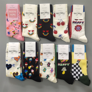 HappySocks瑞典潮袜女中高筒棉袜四季款经典系列樱桃小白熊情侣袜