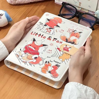 可爱小狐狸pu皮质卡册A5四宫格3寸活页小卡收纳册磁扣高颜值相册