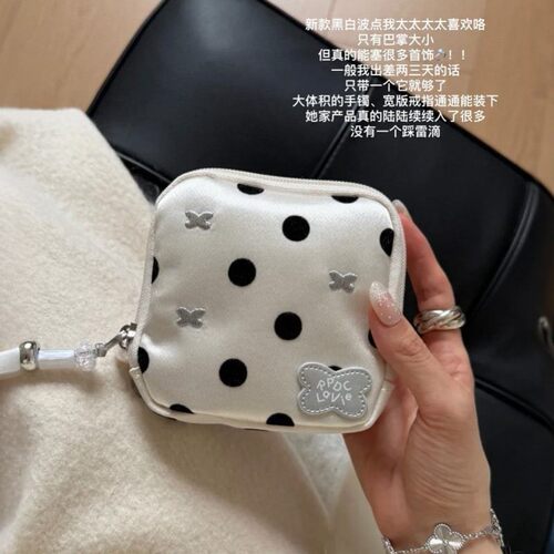 迷你随身小首饰包包！波点首饰收纳包便携旅游分层手饰品耳环项链