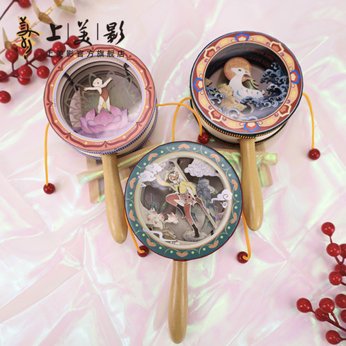 上美影大闹天宫哪吒闹海微景观拨浪鼓传统玩具婴儿宝宝动漫周边