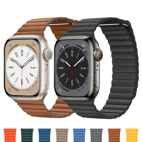 Leather Loop For Apple watch band 45mm 44mm 40mm 41mm 49mm